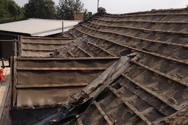Old Cottage - Before Complete re-build from wall plate up. Including purlins, rafters and insulation